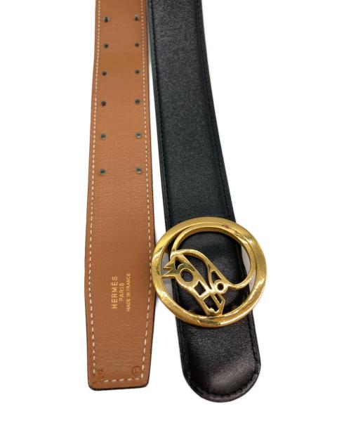 HERMES（エルメス）HERMES (エルメス) シュバルバックルレザーベルト ゴールド×ブラック サイズ:-の古着・服飾アイテム