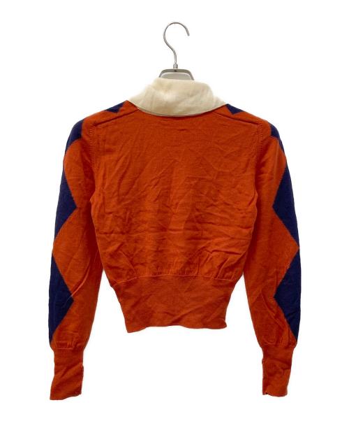 Vivienne Westwood GOLD LABEL（ヴィヴィアン・ウエストウッド ゴールドレーベル）Vivienne Westwood GOLD LABEL (ヴィヴィアン・ウエストウッド ゴールドレーベル) アーガイルハイネックニット オレンジ×パープル サイズ:Ⅿの古着・服飾アイテム