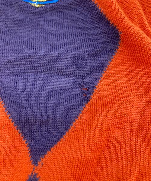 Vivienne Westwood GOLD LABEL（ヴィヴィアン・ウエストウッド ゴールドレーベル）Vivienne Westwood GOLD LABEL (ヴィヴィアン・ウエストウッド ゴールドレーベル) アーガイルハイネックニット オレンジ×パープル サイズ:Ⅿの古着・服飾アイテム