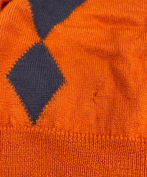 Vivienne Westwood GOLD LABEL（ヴィヴィアン・ウエストウッド ゴールドレーベル）Vivienne Westwood GOLD LABEL (ヴィヴィアン・ウエストウッド ゴールドレーベル) アーガイルハイネックニット オレンジ×パープル サイズ:Ⅿの古着・服飾アイテム