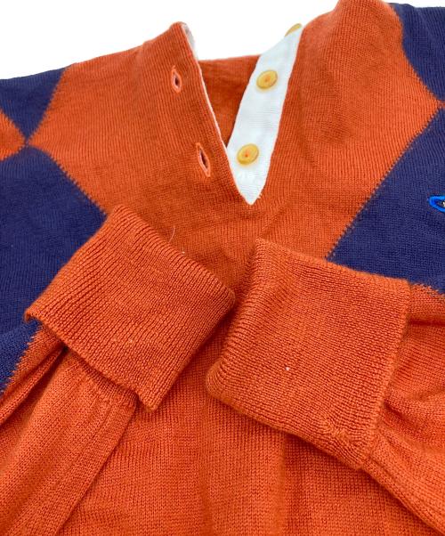 Vivienne Westwood GOLD LABEL（ヴィヴィアン・ウエストウッド ゴールドレーベル）Vivienne Westwood GOLD LABEL (ヴィヴィアン・ウエストウッド ゴールドレーベル) アーガイルハイネックニット オレンジ×パープル サイズ:Ⅿの古着・服飾アイテム