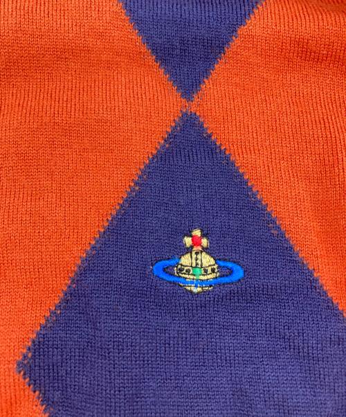 Vivienne Westwood GOLD LABEL（ヴィヴィアン・ウエストウッド ゴールドレーベル）Vivienne Westwood GOLD LABEL (ヴィヴィアン・ウエストウッド ゴールドレーベル) アーガイルハイネックニット オレンジ×パープル サイズ:Ⅿの古着・服飾アイテム