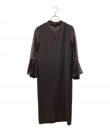 ANDRESD（アンドレスド）の古着「bell sleeve slit dress/ワンピース」｜ブラウン