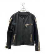 moto fieldモトフィールド）の古着「ノーカラーレザージャケット」｜ブラック