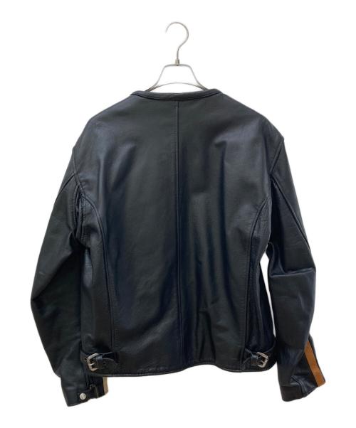 moto field（モトフィールド）MOTO FIELD (モトフィールド) ノーカラーレザージャケット ブラック サイズ:3Lの古着・服飾アイテム