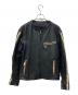 MOTO FIELD（モトフィールド）の古着「ノーカラーレザージャケット」｜ブラック