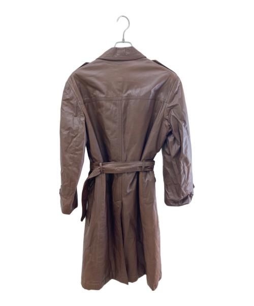D'URBAN（ダーバン）D'URBAN (ダーバン) カウレザーステンカラーコート ブラウン サイズ:Lの古着・服飾アイテム