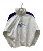 KEBOZケボズ）の古着「ハーフジップスウェット」｜ホワイト×パープル