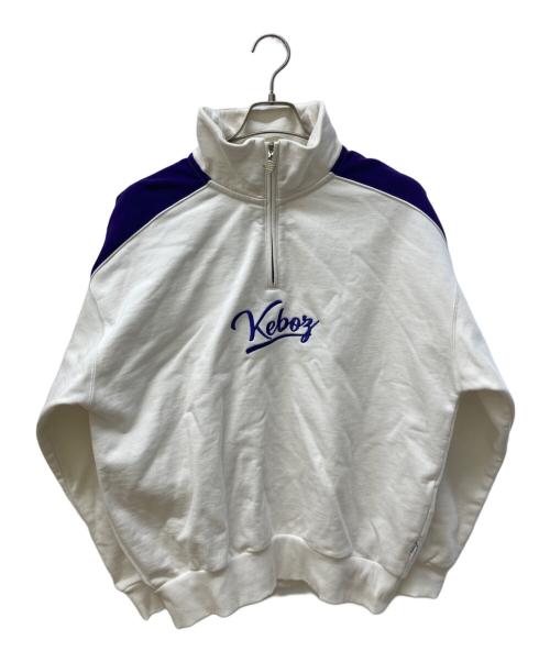KEBOZ（ケボズ）KEBOZ (ケボズ) ハーフジップスウェット ホワイト×パープル サイズ:Sの古着・服飾アイテム