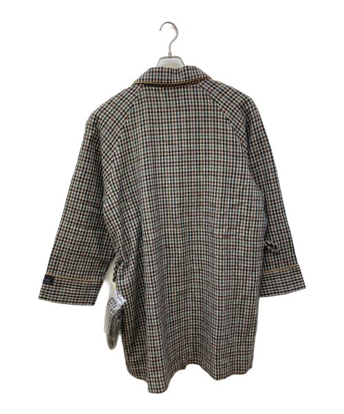 Burberry's（バーバリーズ）Burberry's (バーバリーズ) 千鳥柄ガウンコート ブラウン×グリーン サイズ:Lの古着・服飾アイテム