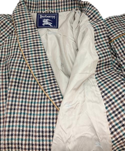 Burberry's（バーバリーズ）Burberry's (バーバリーズ) 千鳥柄ガウンコート ブラウン×グリーン サイズ:Lの古着・服飾アイテム