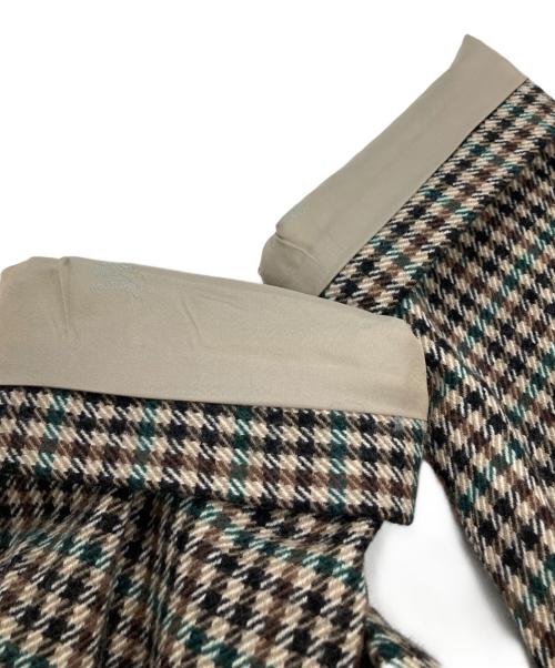 Burberry's（バーバリーズ）Burberry's (バーバリーズ) 千鳥柄ガウンコート ブラウン×グリーン サイズ:Lの古着・服飾アイテム