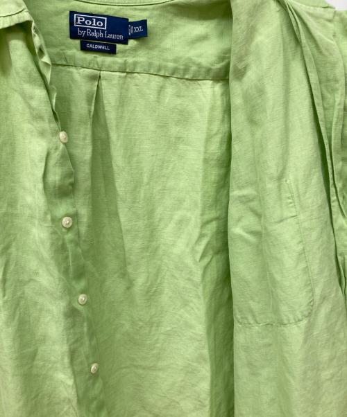 POLO RALPH LAUREN（ポロ・ラルフローレン）POLO RALPH LAUREN (ポロ・ラルフローレン) 裾ポニーオープンカラーリネンシルクシャツ グリーン サイズ:XXLの古着・服飾アイテム