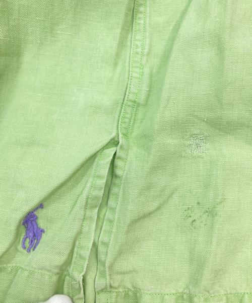 POLO RALPH LAUREN（ポロ・ラルフローレン）POLO RALPH LAUREN (ポロ・ラルフローレン) 裾ポニーオープンカラーリネンシルクシャツ グリーン サイズ:XXLの古着・服飾アイテム