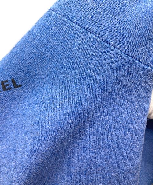 Champion（チャンピオン）Champion (チャンピオン) ラグラン染み込みプリントスウェット ブルー サイズ:Lの古着・服飾アイテム