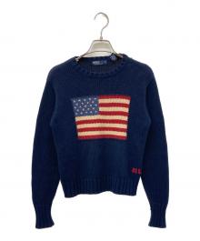 POLO RALPH LAUREN（ポロ・ラルフローレン）の古着「星条旗コットンニット」｜ネイビー