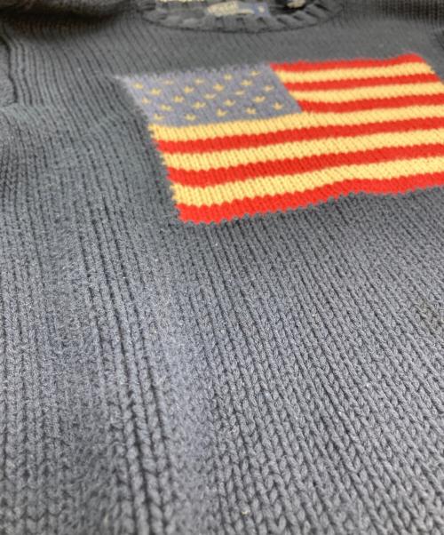 POLO RALPH LAUREN（ポロ・ラルフローレン）POLO RALPH LAUREN (ポロ・ラルフローレン) 星条旗コットンニット ネイビー サイズ:Sの古着・服飾アイテム