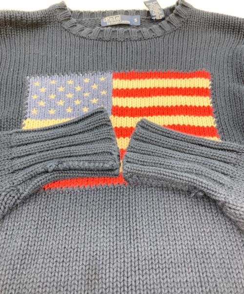 POLO RALPH LAUREN（ポロ・ラルフローレン）POLO RALPH LAUREN (ポロ・ラルフローレン) 星条旗コットンニット ネイビー サイズ:Sの古着・服飾アイテム
