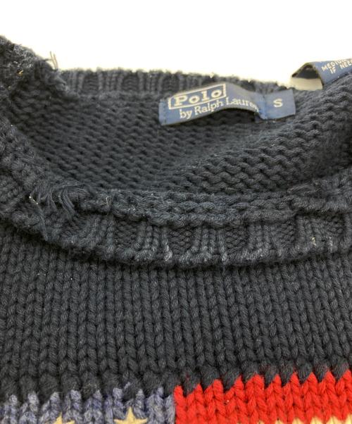 POLO RALPH LAUREN（ポロ・ラルフローレン）POLO RALPH LAUREN (ポロ・ラルフローレン) 星条旗コットンニット ネイビー サイズ:Sの古着・服飾アイテム