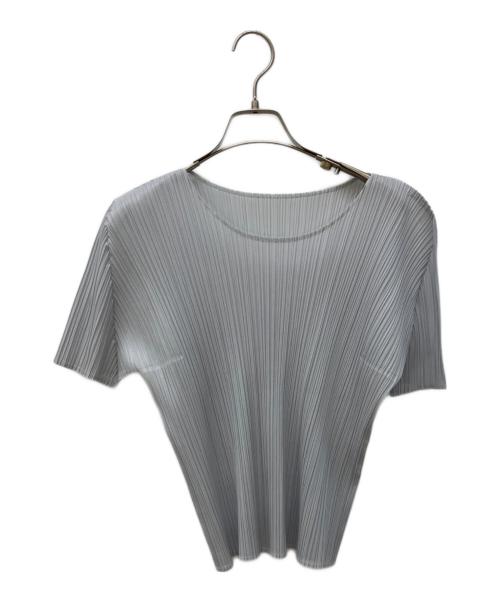 PLEATS PLEASE（プリーツプリーズ）PLEATS PLEASE (プリーツプリーズ) ハーフスリーブプリーツカットソー ライトグレー サイズ:3の古着・服飾アイテム