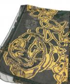 ETROエトロ）の古着「フラワー刺繍大判スカーフ」｜カーキ×ゴールド