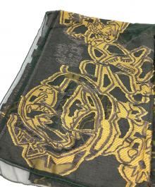 ETRO（エトロ）の古着「フラワー刺繍大判スカーフ」｜カーキ×ゴールド