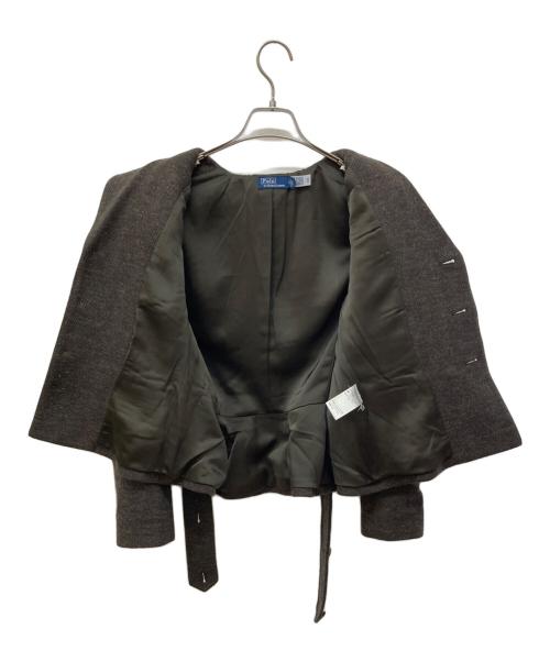 POLO RALPH LAUREN（ポロ・ラルフローレン）POLO RALPH LAUREN (ポロ・ラルフローレン) ヘリンボーンベルテッドブレザー ブラウン サイズ:4の古着・服飾アイテム