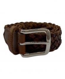 POLO RALPH LAUREN（ポロ・ラルフローレン）の古着「メッシュレザーベルト」｜ブラウン