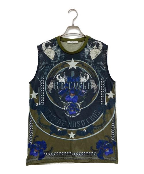 GIVENCHY（ジバンシィ）GIVENCHY (ジバンシィ) グリフォングラフィックノースリーブカットソー カーキ サイズ:XSの古着・服飾アイテム