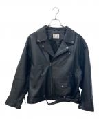 MONKEY TIMEモンキータイム）の古着「SHEEP OVER SIZED W/RIDERS/ラムレザーライダースジャケット」｜ブラック