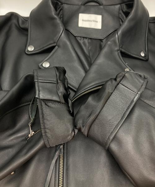 MONKEY TIME（モンキータイム）MONKEY TIME (モンキータイム) SHEEP OVER SIZED W/RIDERS/ラムレザーライダースジャケット ブラック サイズ:XLの古着・服飾アイテム