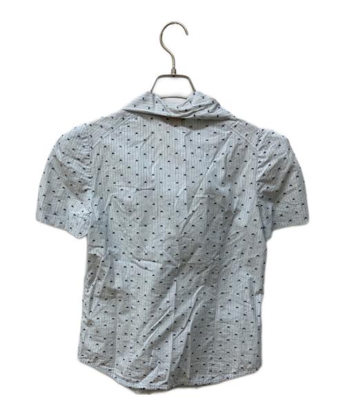 Vivienne Westwood RED LABEL（ヴィヴィアンウエストウッドレッドレーベル）Vivienne Westwood RED LABEL (ヴィヴィアンウエストウッドレッドレーベル) ミニオーブ柄ボウタイブラウス スカイブルー サイズ:2の古着・服飾アイテム