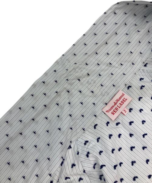 Vivienne Westwood RED LABEL（ヴィヴィアンウエストウッドレッドレーベル）Vivienne Westwood RED LABEL (ヴィヴィアンウエストウッドレッドレーベル) ミニオーブ柄ボウタイブラウス スカイブルー サイズ:2の古着・服飾アイテム