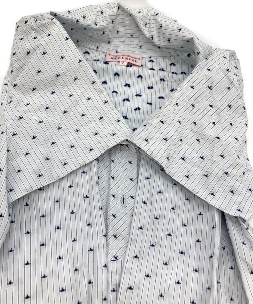 Vivienne Westwood RED LABEL（ヴィヴィアンウエストウッドレッドレーベル）Vivienne Westwood RED LABEL (ヴィヴィアンウエストウッドレッドレーベル) ミニオーブ柄ボウタイブラウス スカイブルー サイズ:2の古着・服飾アイテム