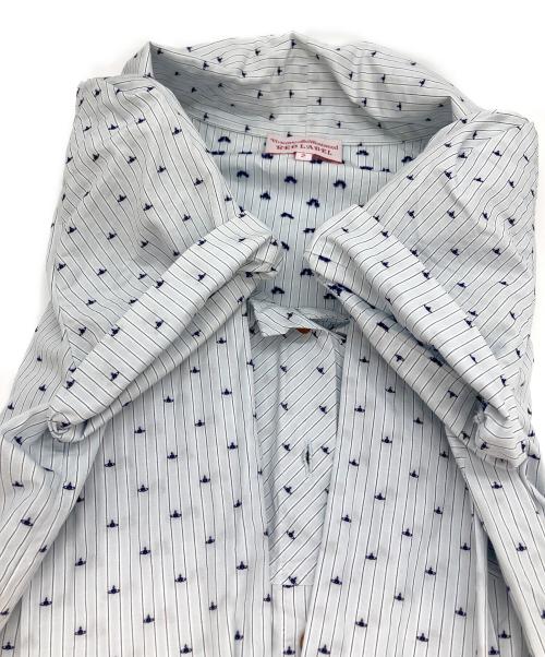 Vivienne Westwood RED LABEL（ヴィヴィアンウエストウッドレッドレーベル）Vivienne Westwood RED LABEL (ヴィヴィアンウエストウッドレッドレーベル) ミニオーブ柄ボウタイブラウス スカイブルー サイズ:2の古着・服飾アイテム
