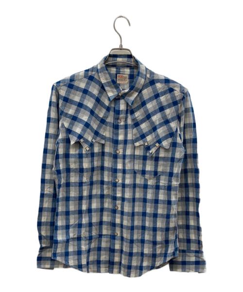 LEVI'S VINTAGE CLOTHING（リーバイス ビンテージ クロージング）LEVI'S VINTAGE CLOTHING (リーバイス ビンテージ クロージング) リネンブレンドウエスタンシャツ グレー×ネイビー サイズ:Ⅼの古着・服飾アイテム