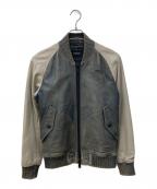 BURBERRY BLACK LABELバーバリーブラックレーベル）の古着「裏チェックゴートレザーブルゾン」｜カーキ×ベージュ