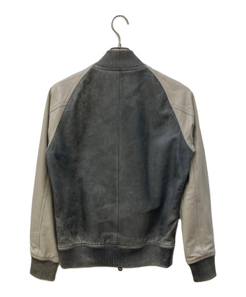 BURBERRY BLACK LABEL（バーバリーブラックレーベル）BURBERRY BLACK LABEL (バーバリーブラックレーベル) 裏チェックゴートレザーブルゾン カーキ×ベージュ サイズ:Lの古着・服飾アイテム