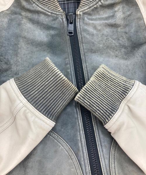 BURBERRY BLACK LABEL（バーバリーブラックレーベル）BURBERRY BLACK LABEL (バーバリーブラックレーベル) 裏チェックゴートレザーブルゾン カーキ×ベージュ サイズ:Lの古着・服飾アイテム