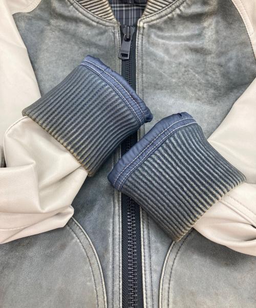 BURBERRY BLACK LABEL（バーバリーブラックレーベル）BURBERRY BLACK LABEL (バーバリーブラックレーベル) 裏チェックゴートレザーブルゾン カーキ×ベージュ サイズ:Lの古着・服飾アイテム