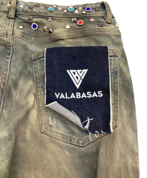 VALABASAS（バラバサス）VALABASAS (バラバサス) ビジューデニムパンツ インディゴ サイズ:81㎝（W32）の古着・服飾アイテム