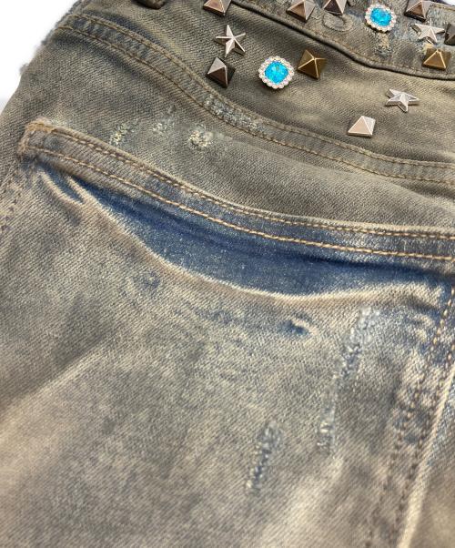 VALABASAS（バラバサス）VALABASAS (バラバサス) ビジューデニムパンツ インディゴ サイズ:81㎝（W32）の古着・服飾アイテム