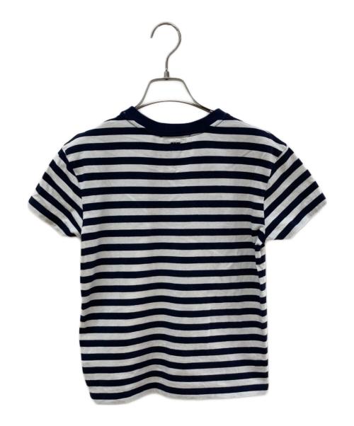 AMI Alexandre Mattiussi（アミアレクサンドルマテュッシ）AMI Alexandre Mattiussi (アミアレクサンドルマテュッシ) ハートロゴ刺繍ボーダーTシャツ ホワイト×ネイビー サイズ:XXSの古着・服飾アイテム