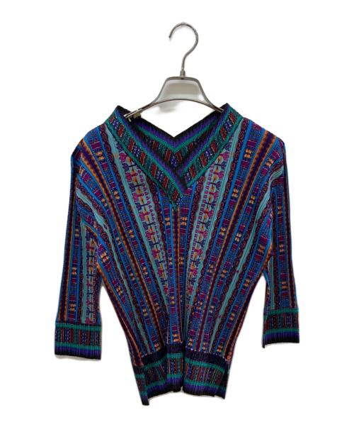 PLEATS PLEASE（プリーツプリーズ）PLEATS PLEASE (プリーツプリーズ) 総柄プリーツカットソー マルチカラー サイズ:3の古着・服飾アイテム