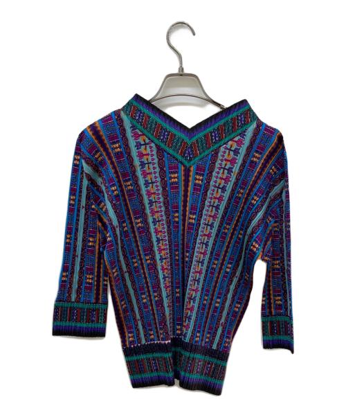 PLEATS PLEASE（プリーツプリーズ）PLEATS PLEASE (プリーツプリーズ) 総柄プリーツカットソー マルチカラー サイズ:3の古着・服飾アイテム