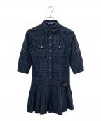 BURBERRY BLUE LABELバーバリー ブルー レーベル）の古着「ブラックウォッチシャツワンピース」｜ネイビー×グリーン
