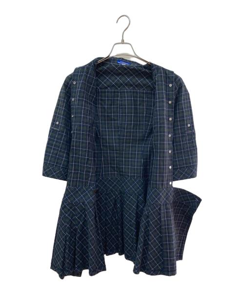 BURBERRY BLUE LABEL（バーバリー ブルー レーベル）BURBERRY BLUE LABEL (バーバリー ブルー レーベル) ブラックウォッチシャツワンピース ネイビー×グリーン サイズ:38の古着・服飾アイテム