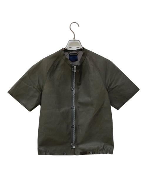 LANVIN（ランバン）LANVIN (ランバン) カーフスキンS/Sジップシャツ カーキ サイズ:44の古着・服飾アイテム