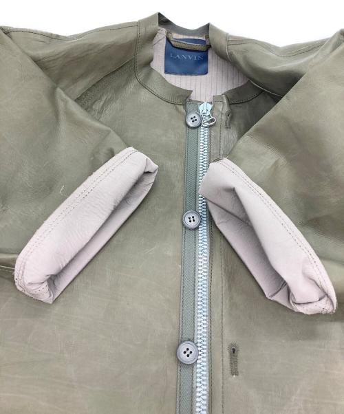LANVIN（ランバン）LANVIN (ランバン) カーフスキンS/Sジップシャツ カーキ サイズ:44の古着・服飾アイテム