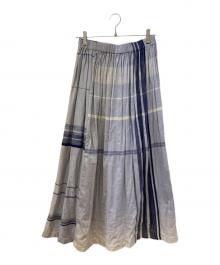 tamaki niime（タマキ ニイメ）の古着「チェックスカート」｜ネイビー×ベージュ